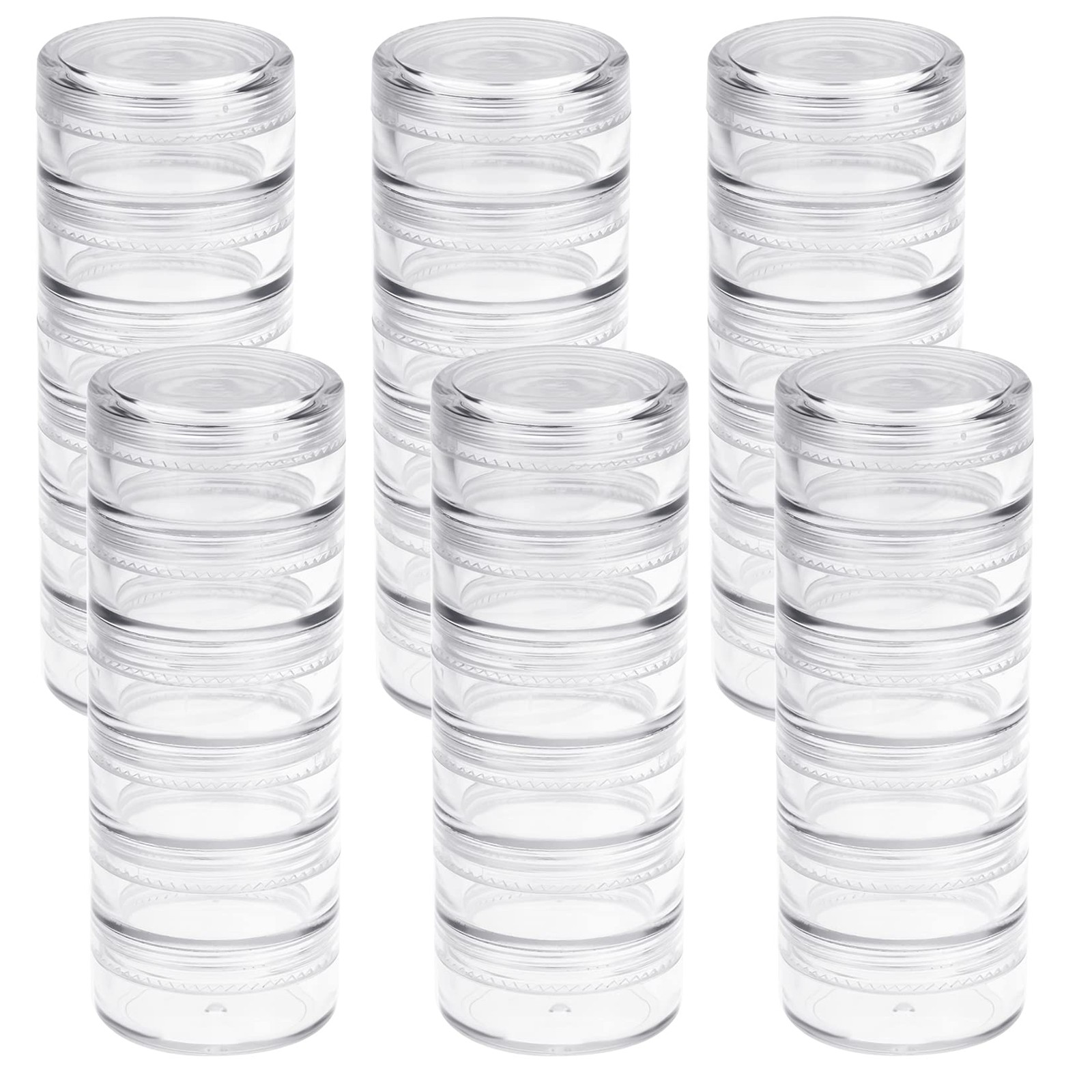 Fengek 6 Sets 6 Layer Stackable Plastic 1.4 x x 4 inches, Clear