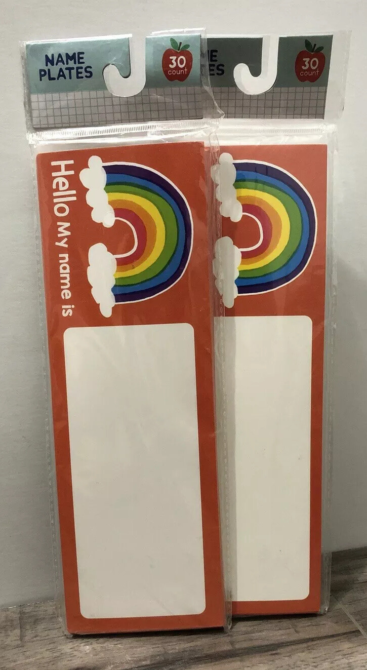 2-packs Of 30 Name Plates For Students Rainbow Design (60 Total)