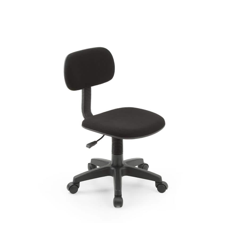 HODEDAH Task Chair Black Fabric Swivel Seat Wheels Height Adjustable Armless