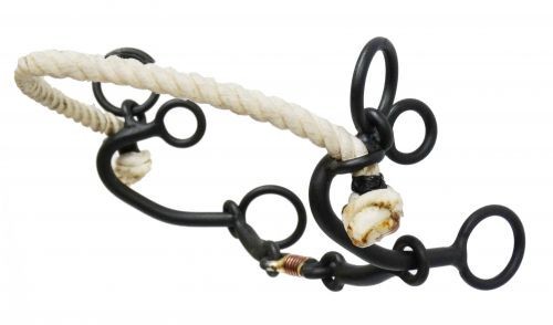 Showman Black Steel Combination Hackamore w/ Rope Nose
