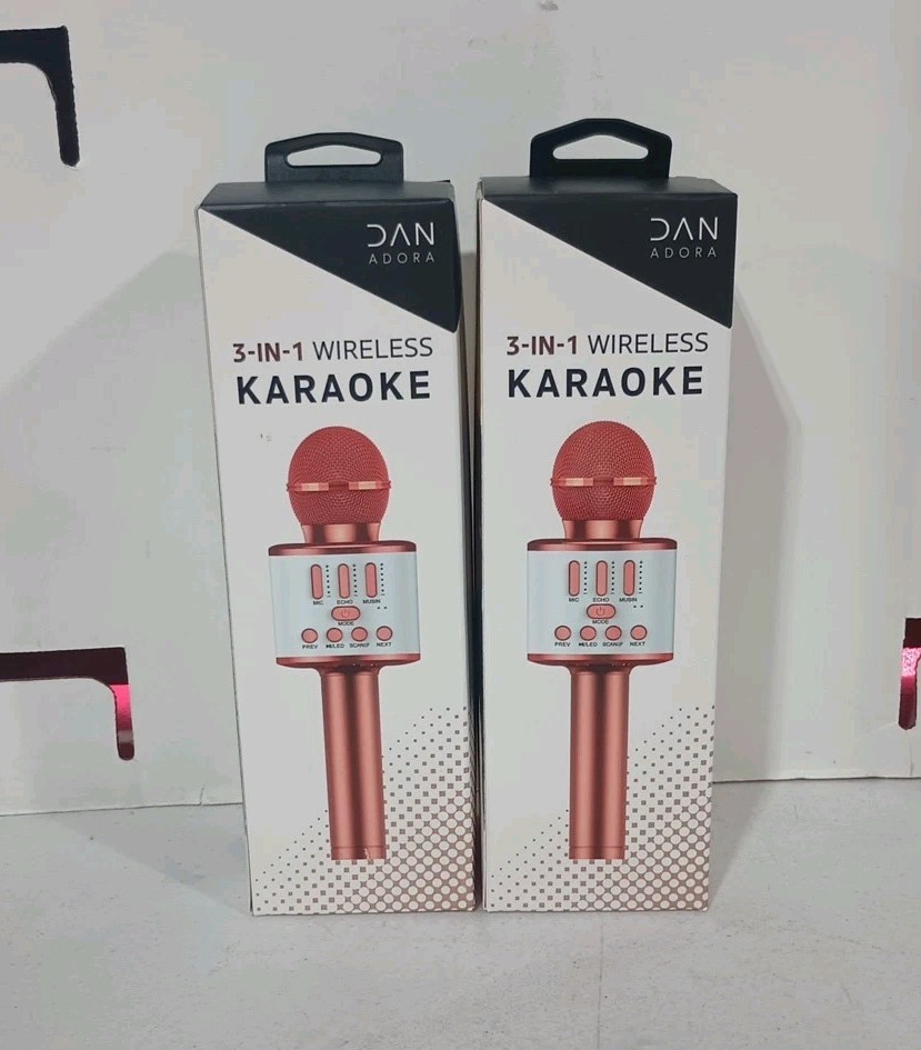 NEW Lot Of 2  Don Adora 3 In 1 Wireless Karaoke Microphones ~PINK~ New In Box!~