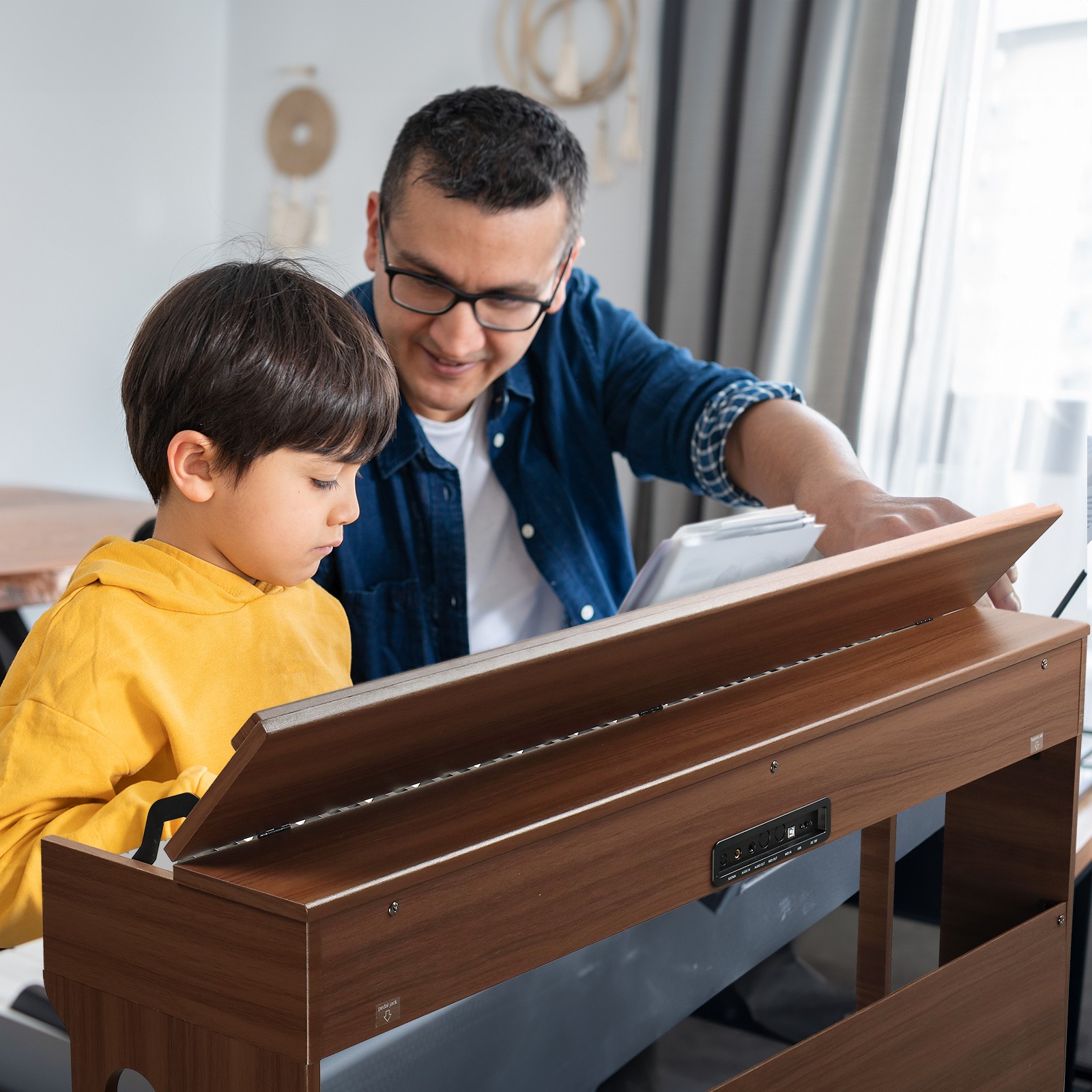 Glarry Digital Electric Piano 88 Key Full Weighted KeyBoard,Wooden Upright Piano