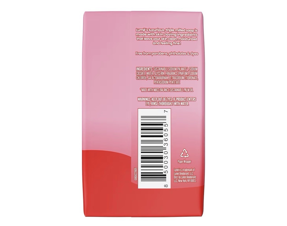 2 - Lume Triple Milled Soap Bar Rich Moisture & Gentle Cleansing - Peony Rose