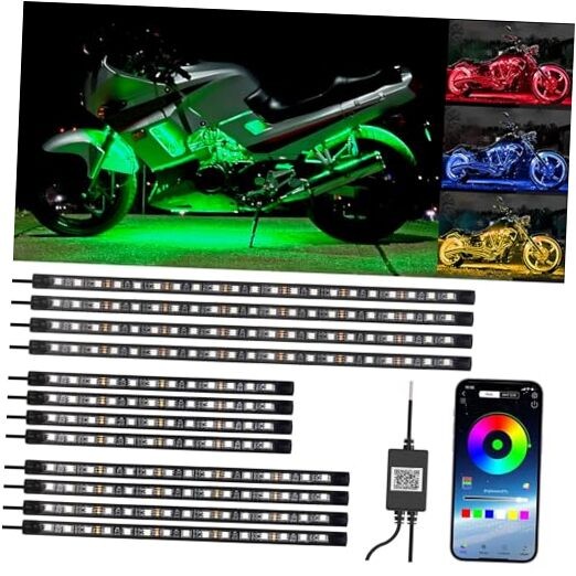 12PCS Motorcycle Underglow Kit, Motorcycle Lights Underglow Kit with APP