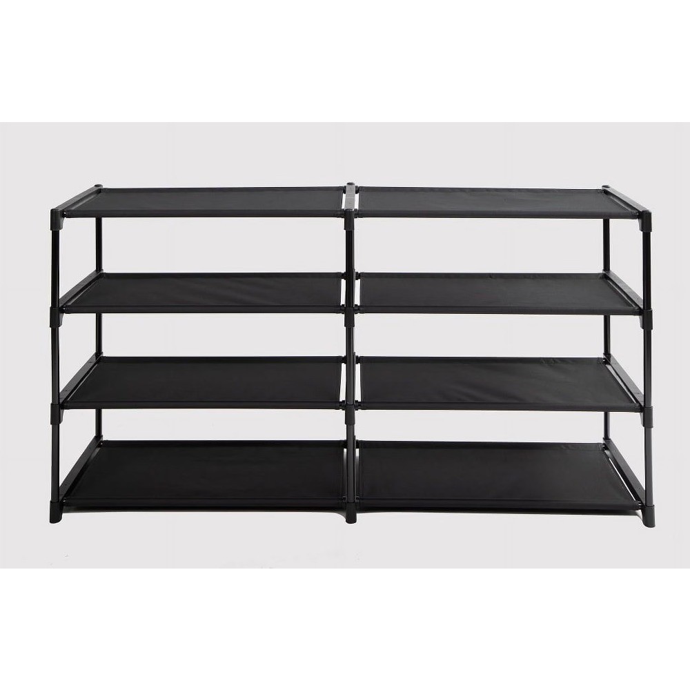 4-Tier Shoe Rack with Iron Poles and Plastic Connectors, Storage Organizer for