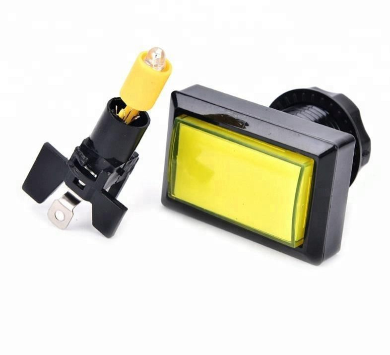 33*50mm Rectangle Bevel Edge LED Push Buttons for Arcade Game Machines Yellow