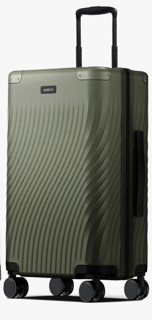 Ecohub Green Polycarbonate Spinner Suitcase 82L Expandable TSA Lock