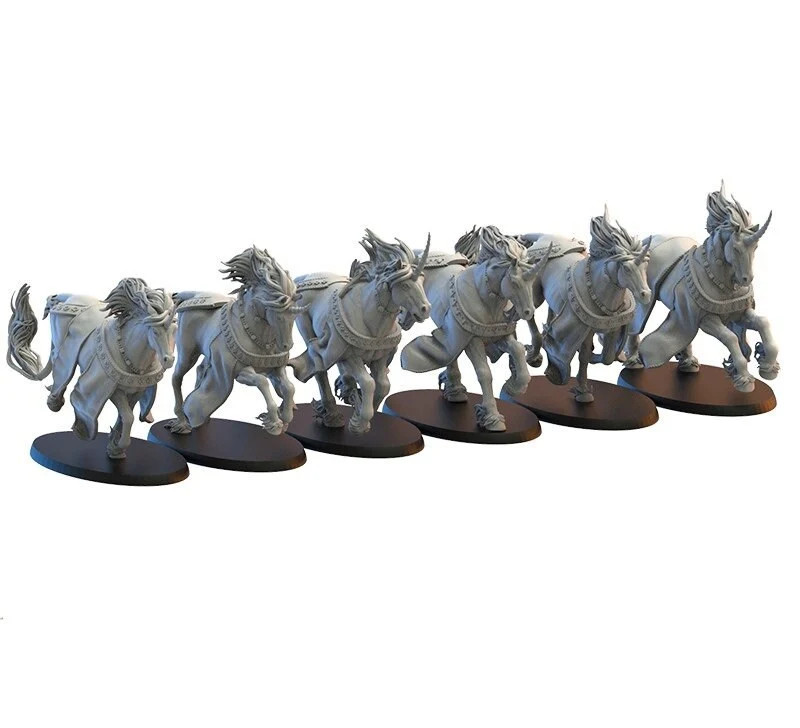 Breton Unicorn Mounts - Resin Tabletop Miniature