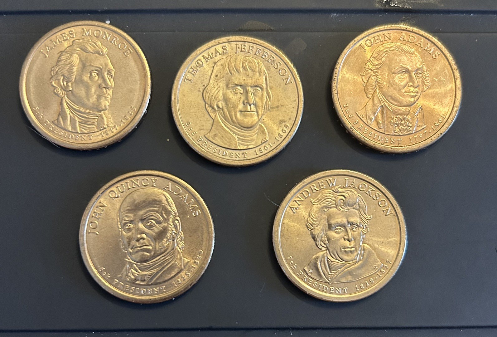 5 presidential dollar coins