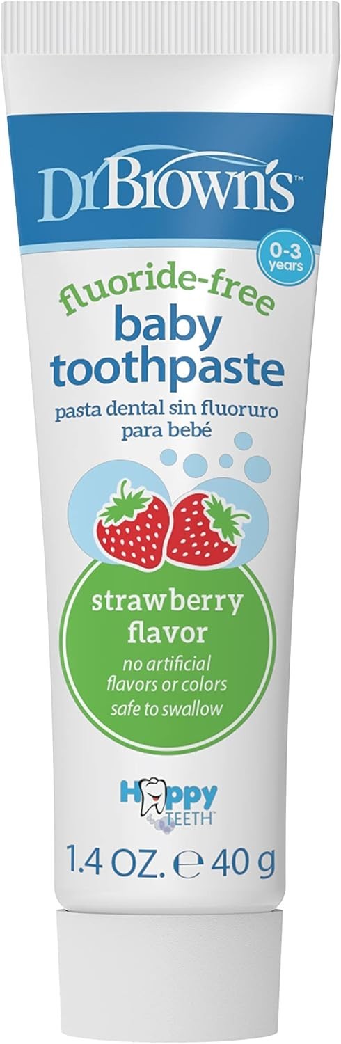 Dr. Brown’s Fluoride-Free Baby Toothpaste, Strawberry,1-Pack,1.4oz/40g, 0-3 Year