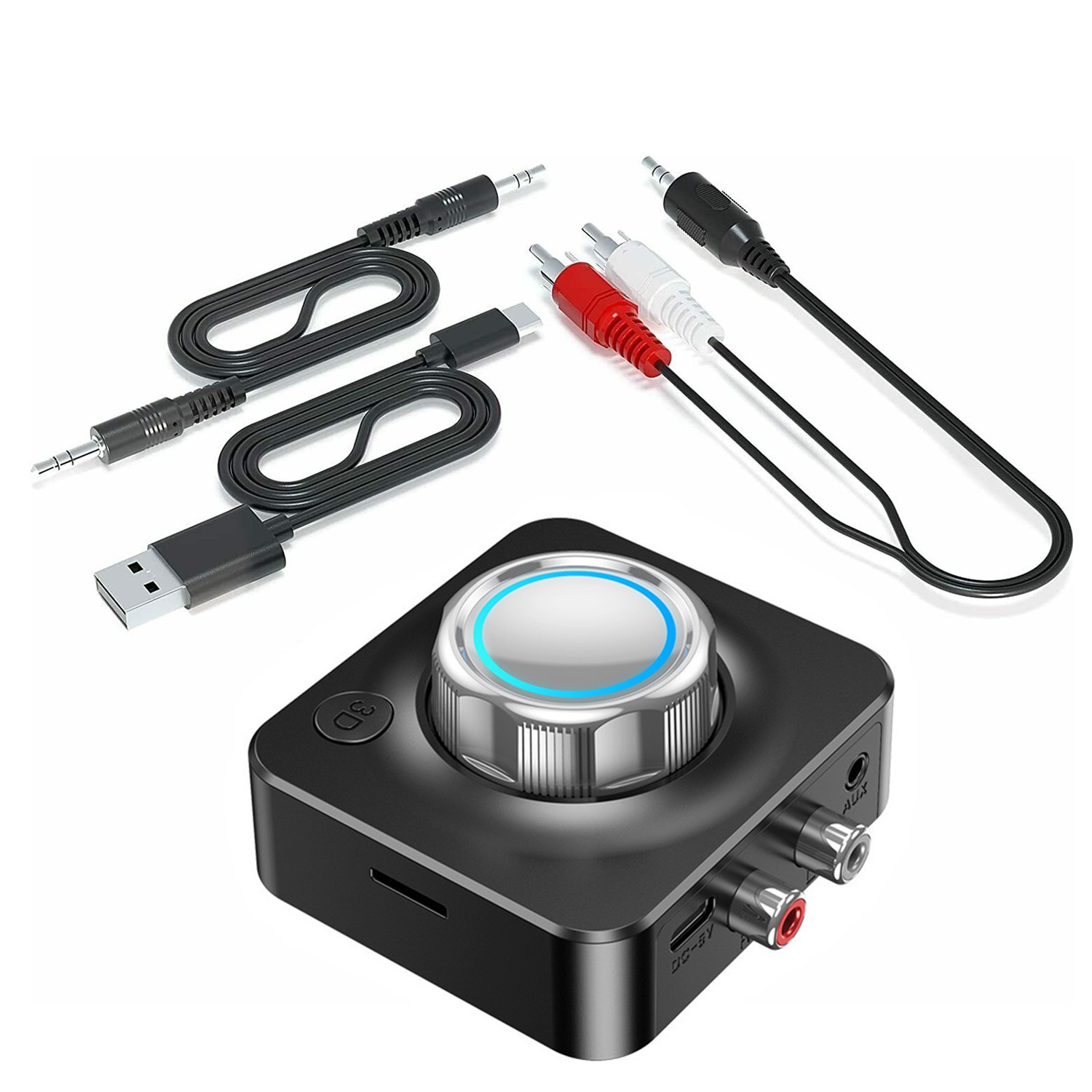Bluetooth 5.0 Receiver 3.5mm AUX To 2RCA Audio Stereo Wireless Adapter