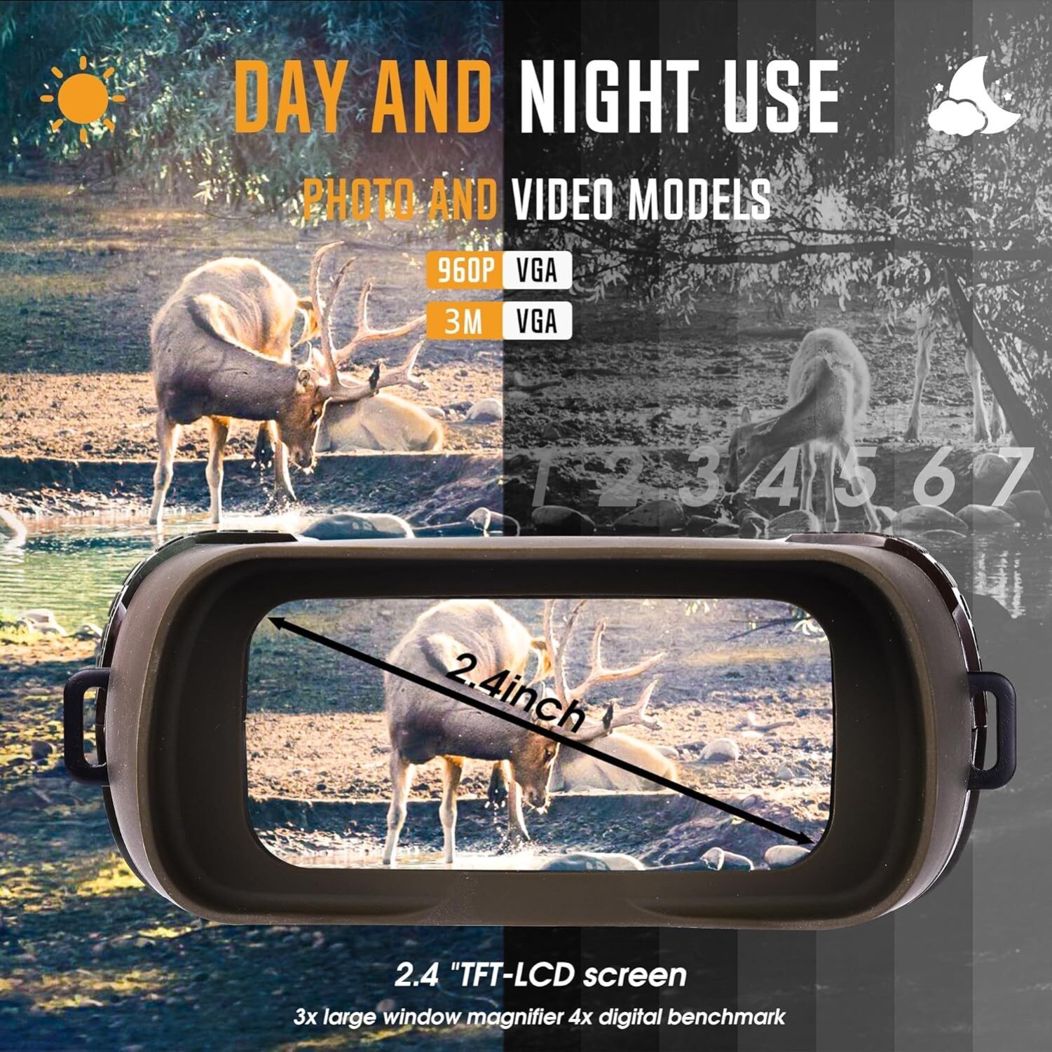 WiFi Night Vision Digital Goggles Scopes Binoculars 2.4" LCD Screen