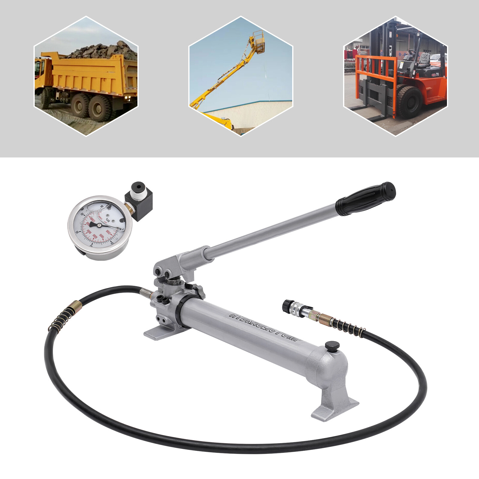 Manual Hydraulic Hand Pump Hydraulic Hand Pump with Pressure Guage US STOCK