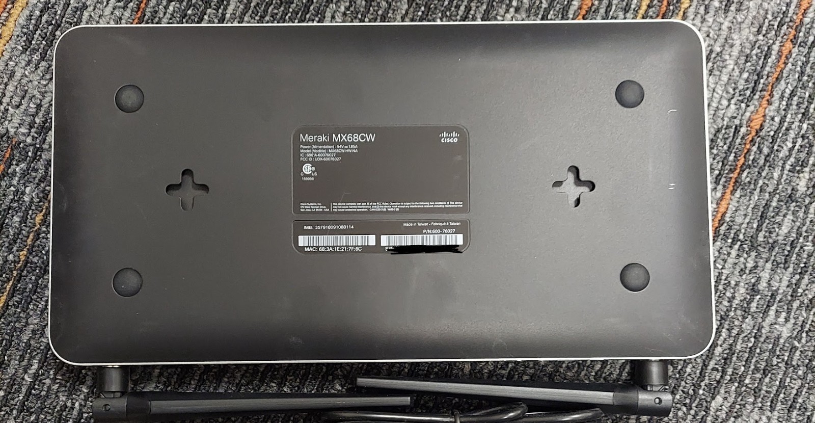 Cisco Meraki MX68CW Firewall NO ADAPTER