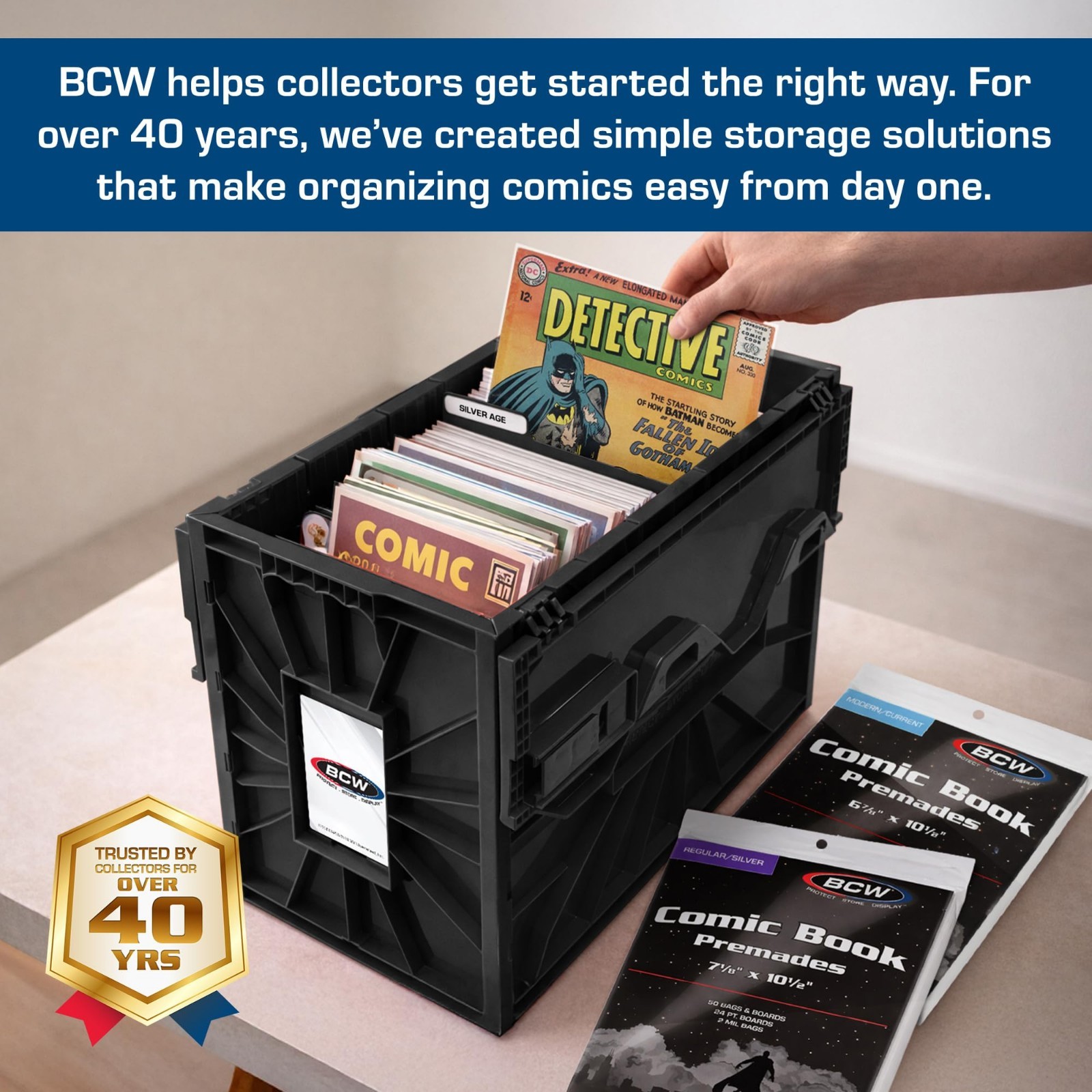 Comic Book Storage Bin Starter Kit - Short Dividers, Silver & Current Bags/Board