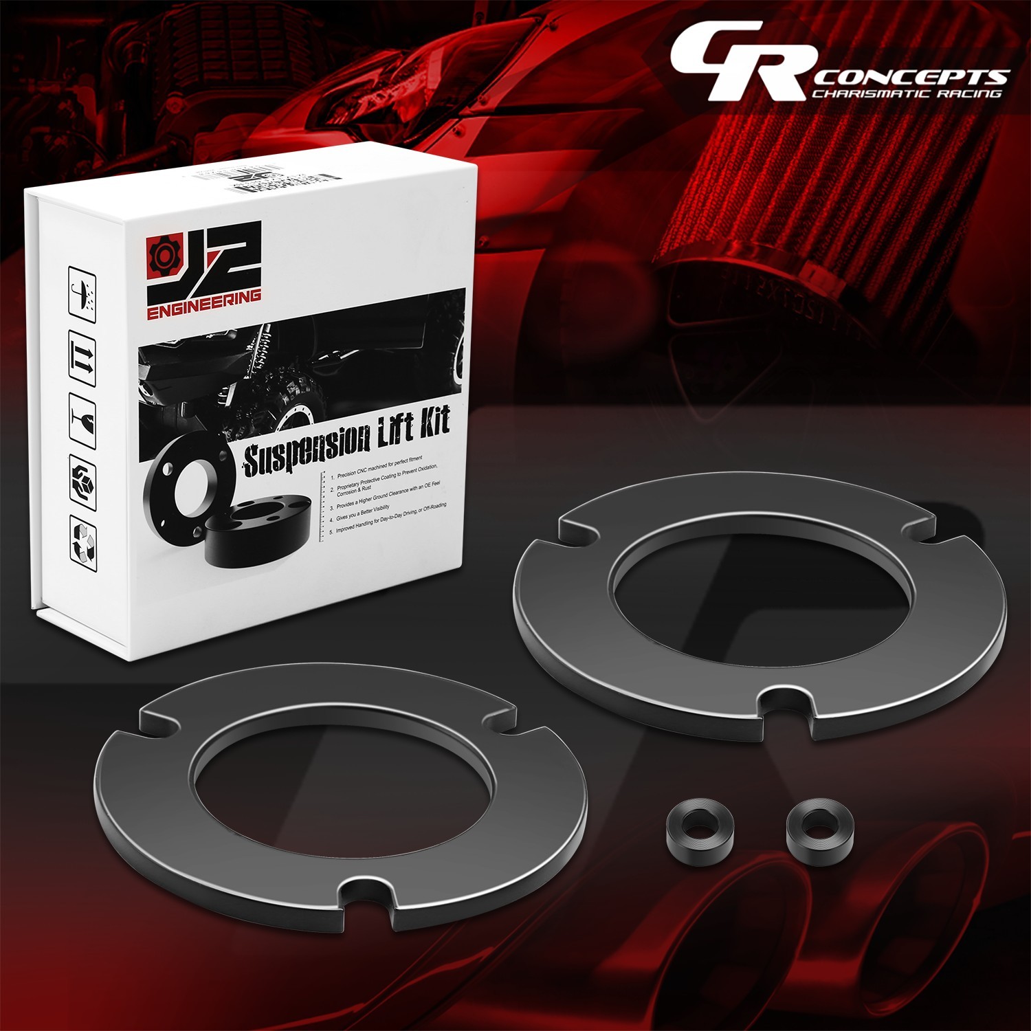 0.5" Lift Strut Top Mount Spacers for 2003-2023 GX460 4Runner FJ Cruiser Tacoma