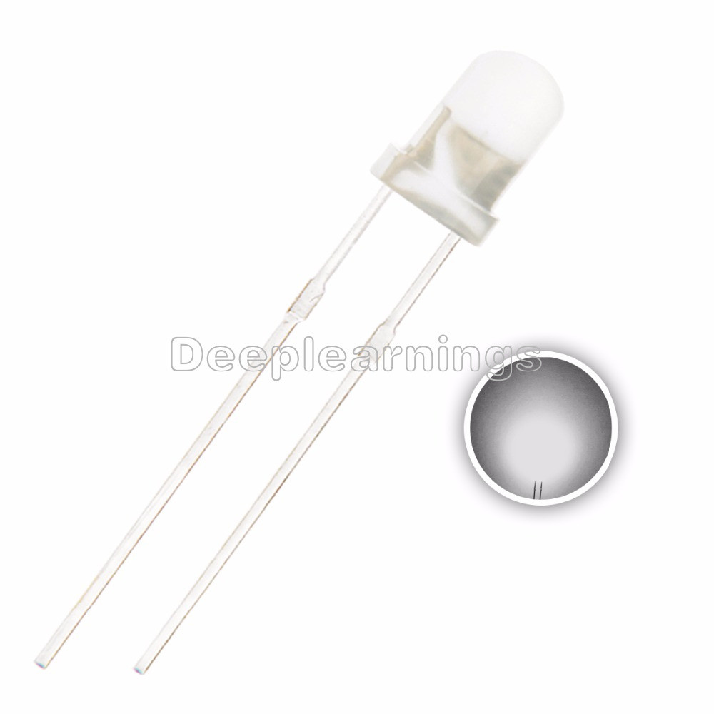 50 Pcs F3 3MM White Color White Light Round Superbrigh​​t LED Lamp