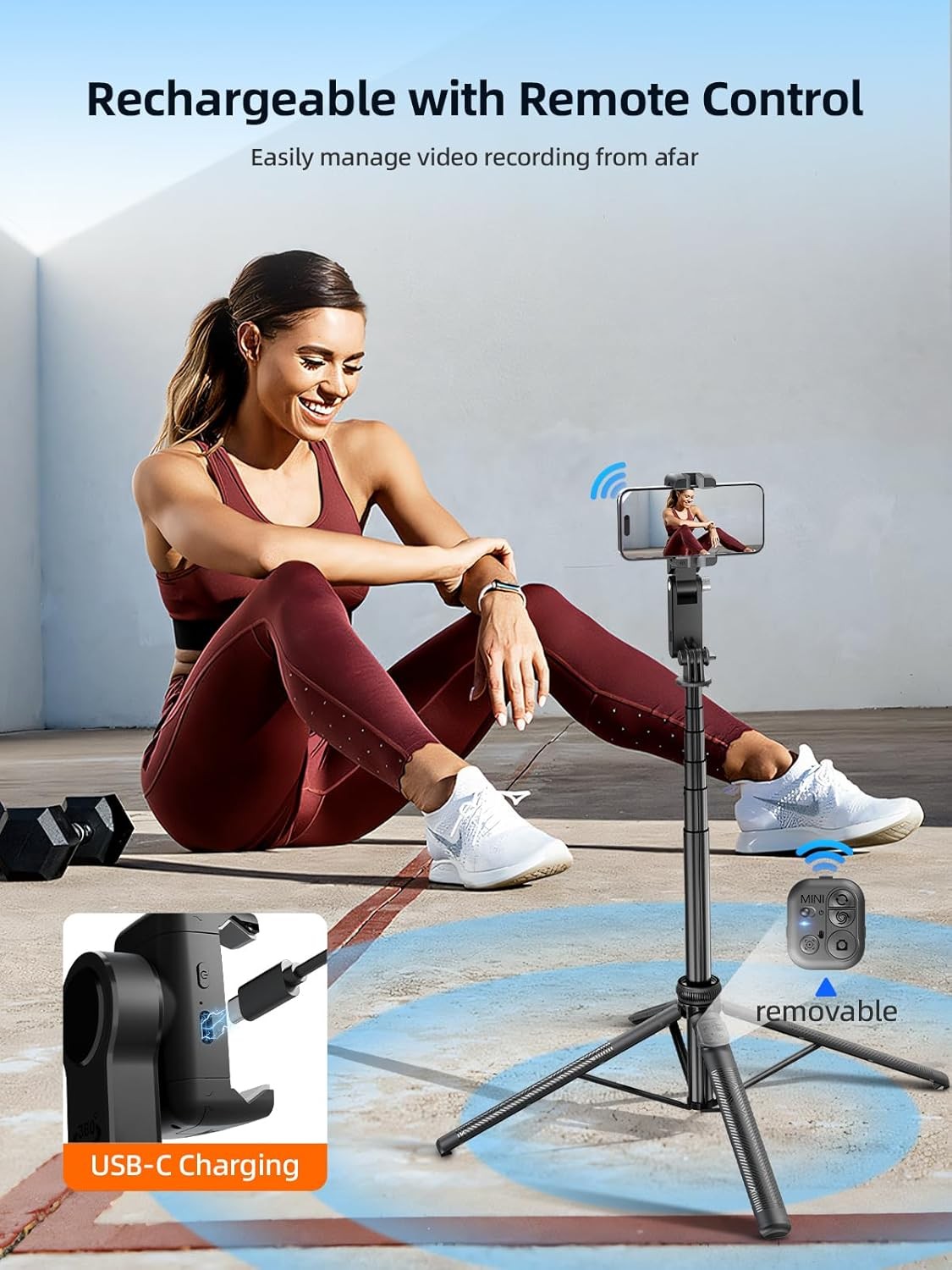 Rollei Auto Face Tracking Tripod Smartphone Gimbal Stabilizer 61'' Selfie Stick