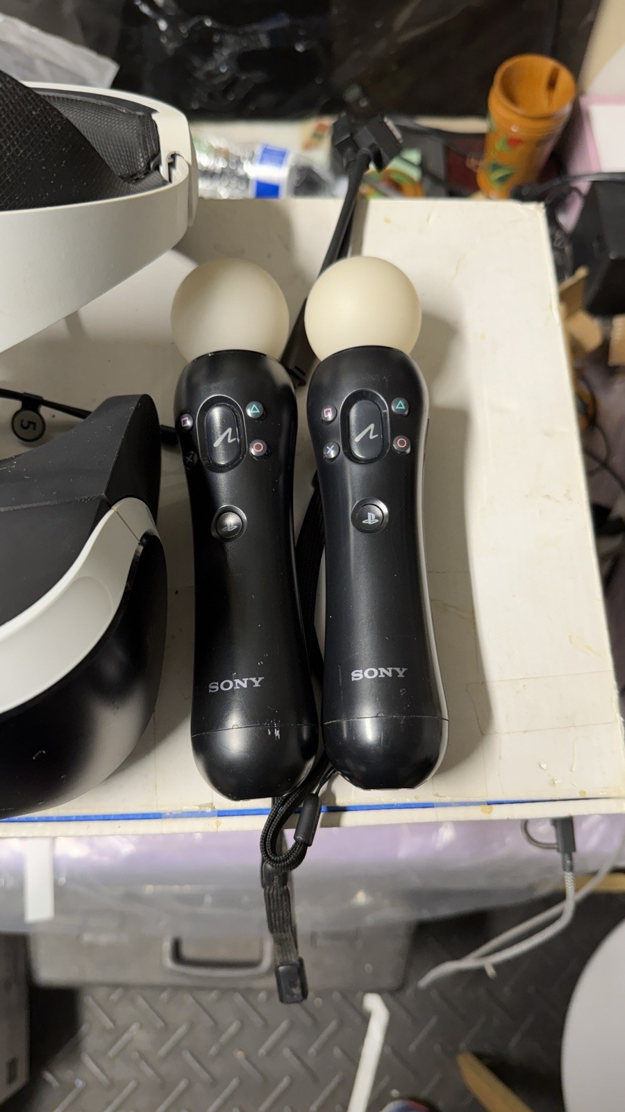 Sony PlayStation VR Headset + 2 Move Controllers Untested For Parts