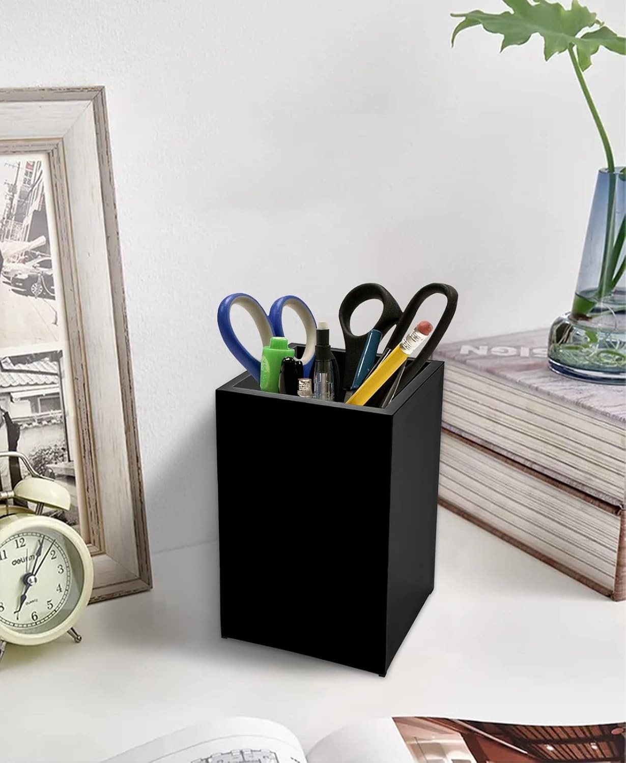 Multipurpose Black Acrylic Pencil Cup - Perfect for Makeup & Stationery