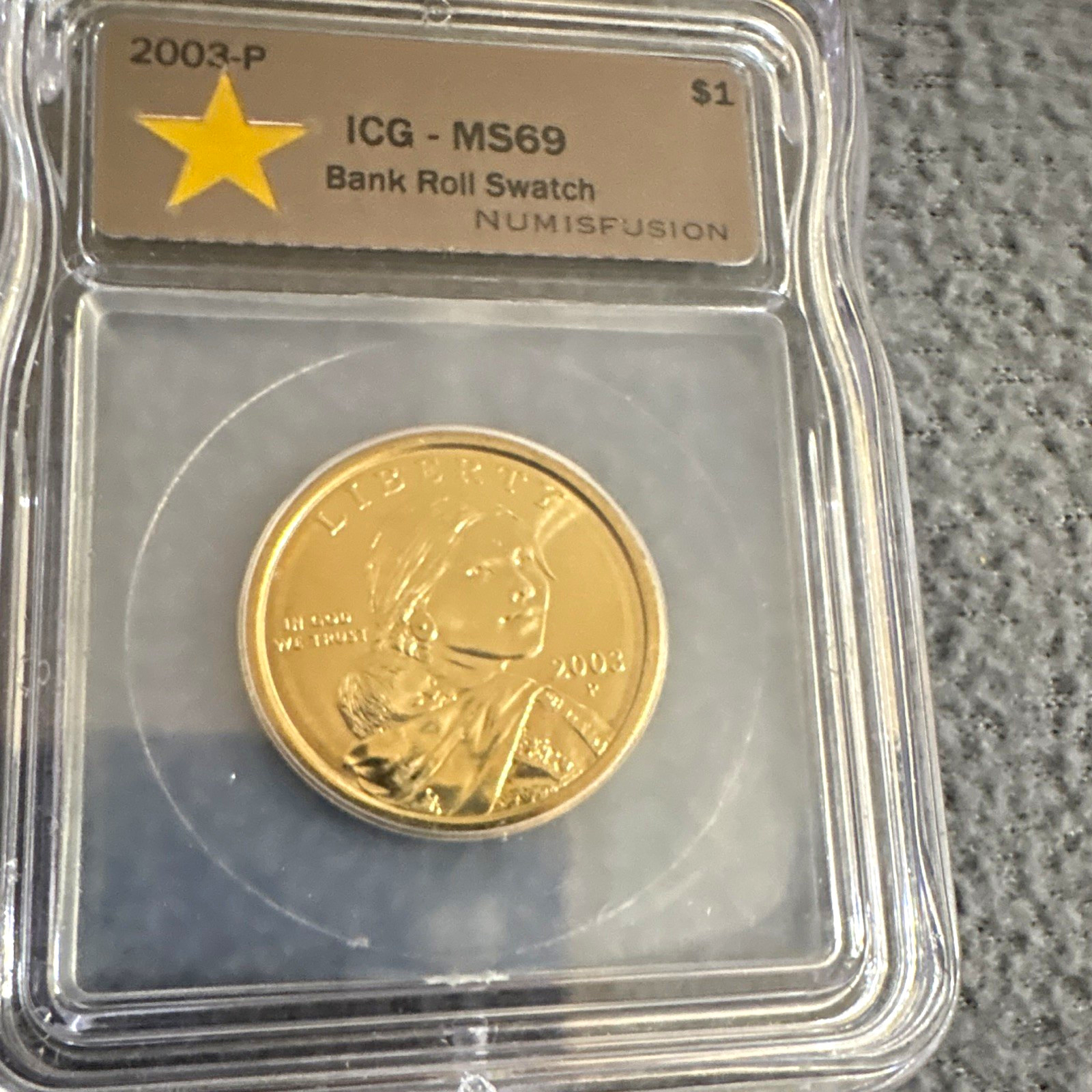 2003-P $1 Sacagawea Native American Dollar ICG MS69 Business Bank Roll Swatch