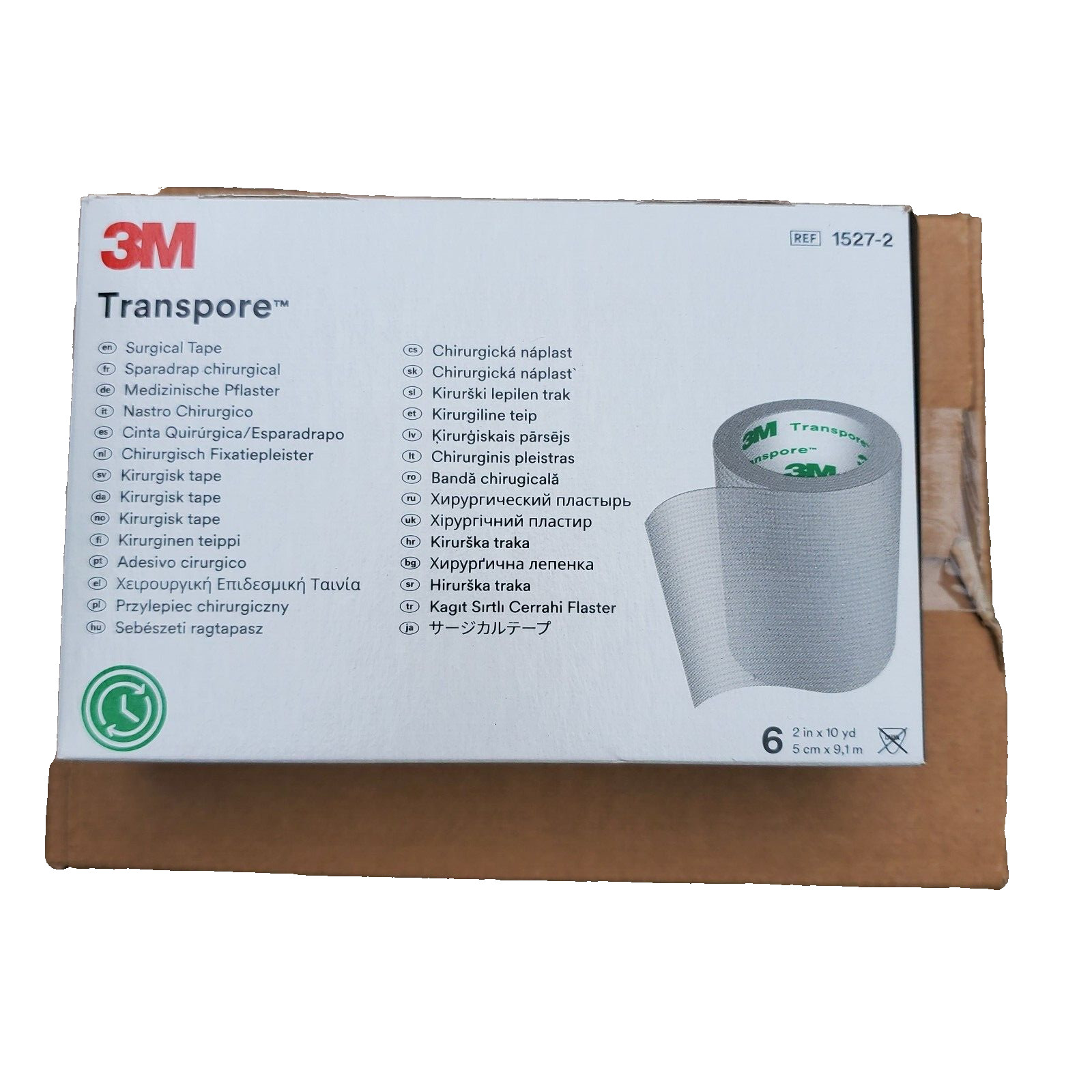 3M Transpore 1527-2 Medical Tape Water Resistant 2" x 10yd Box of 6, Exp 6/8/26