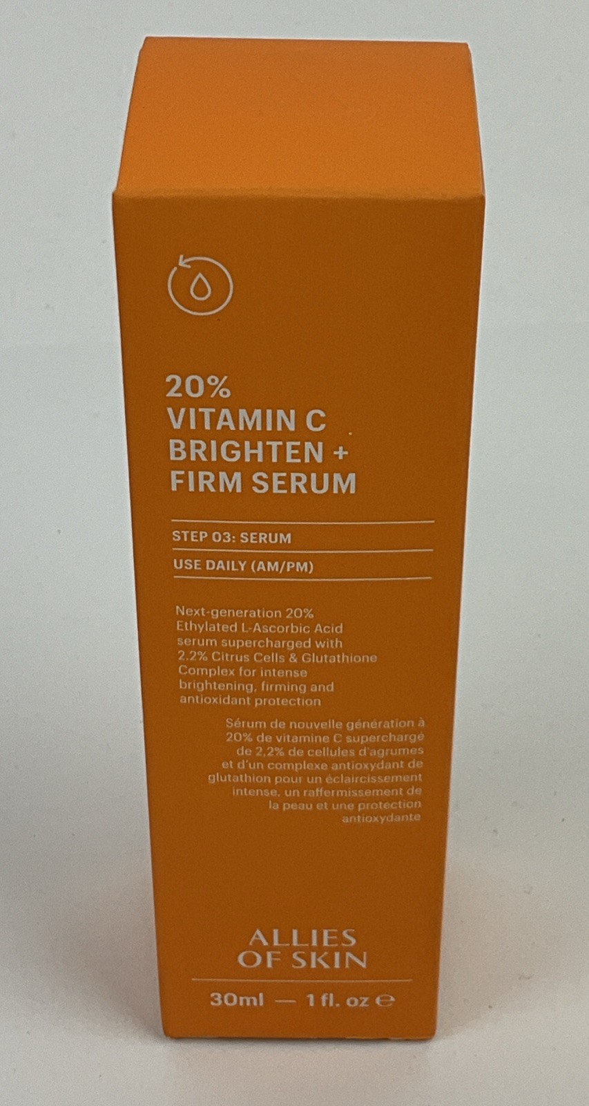 New In Box Allies Of Skin 20% Vitamin C Brighten Firm Serum 30 ML  Exp 08/2027
