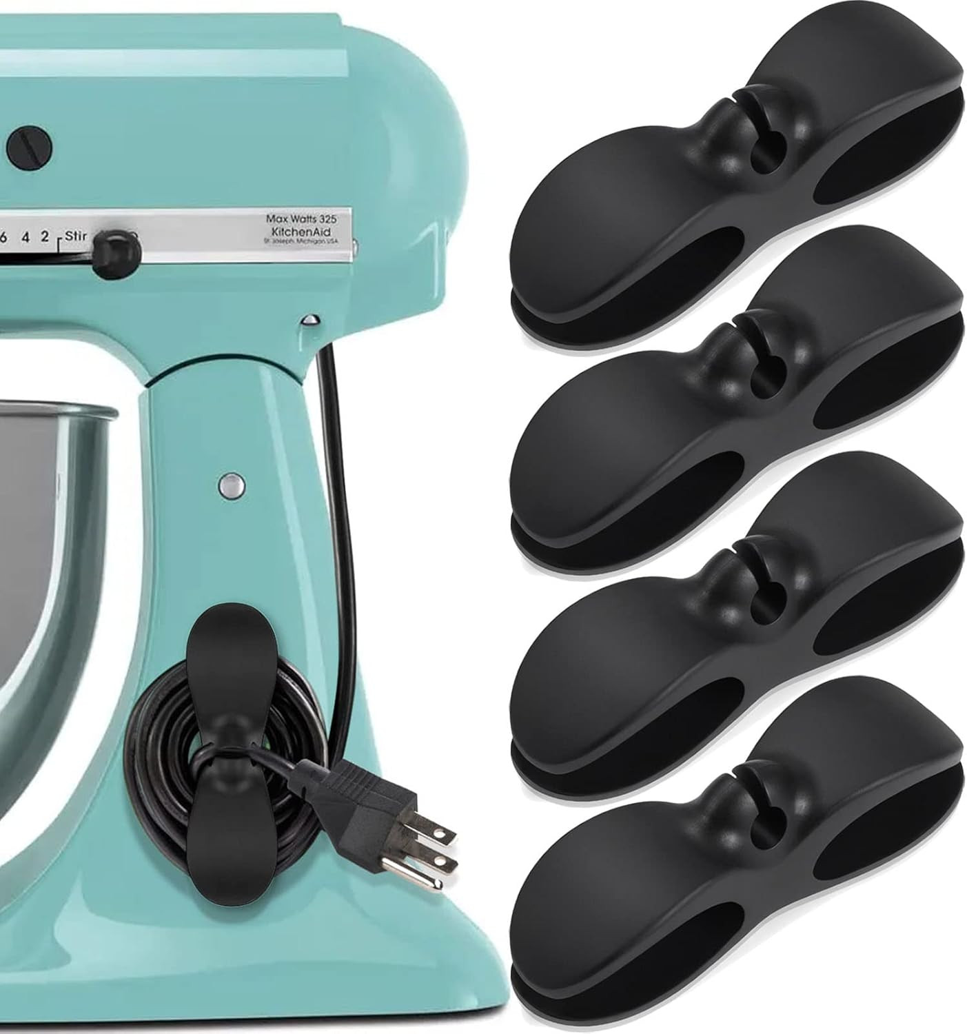 Cord Organizer for Appliances, 4PCS Kitchen Appliance Winder black*4
