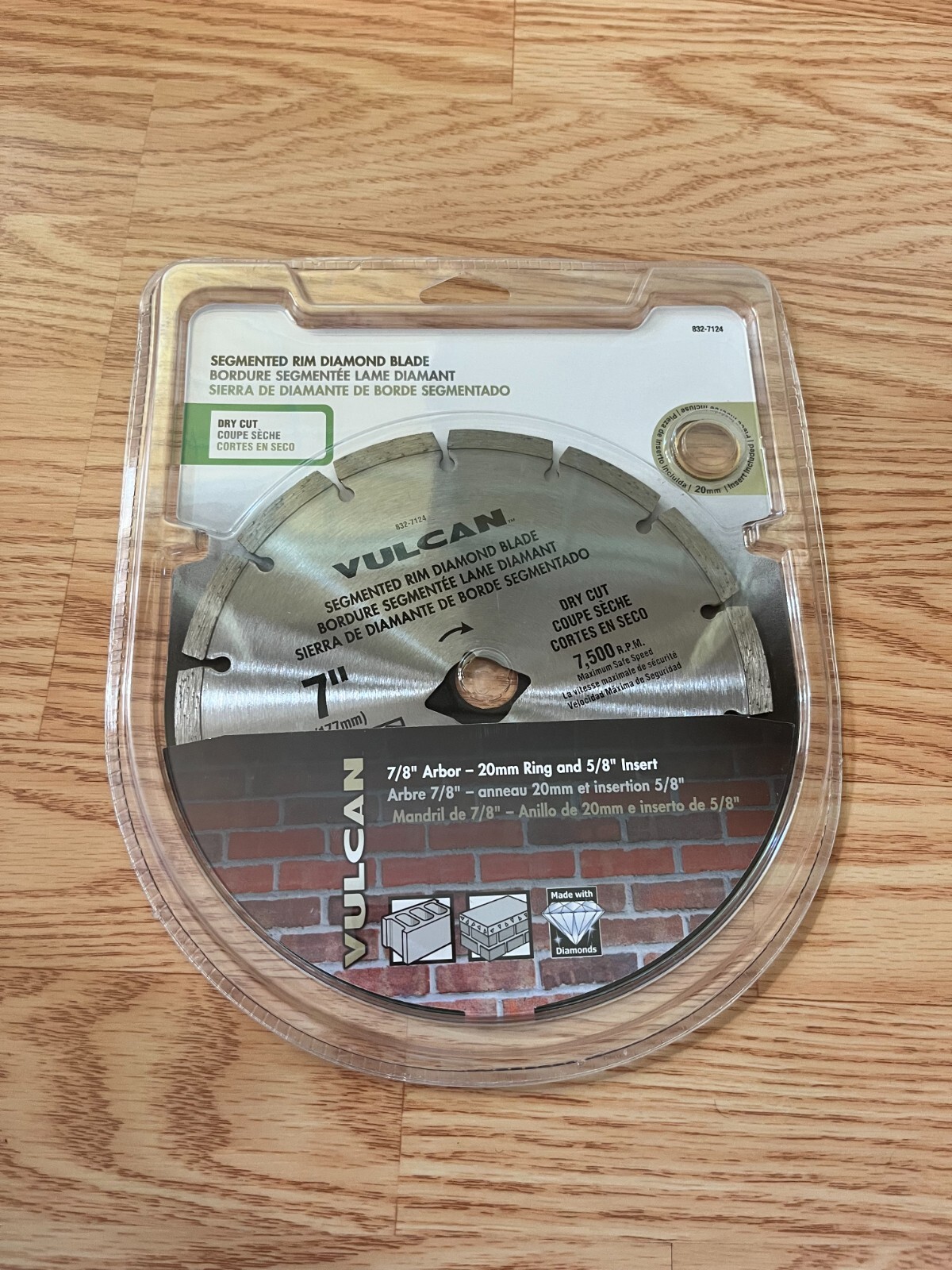 Vulcan Segmented Rim Diamond Blade Dry Cut 7/8'' Arbor