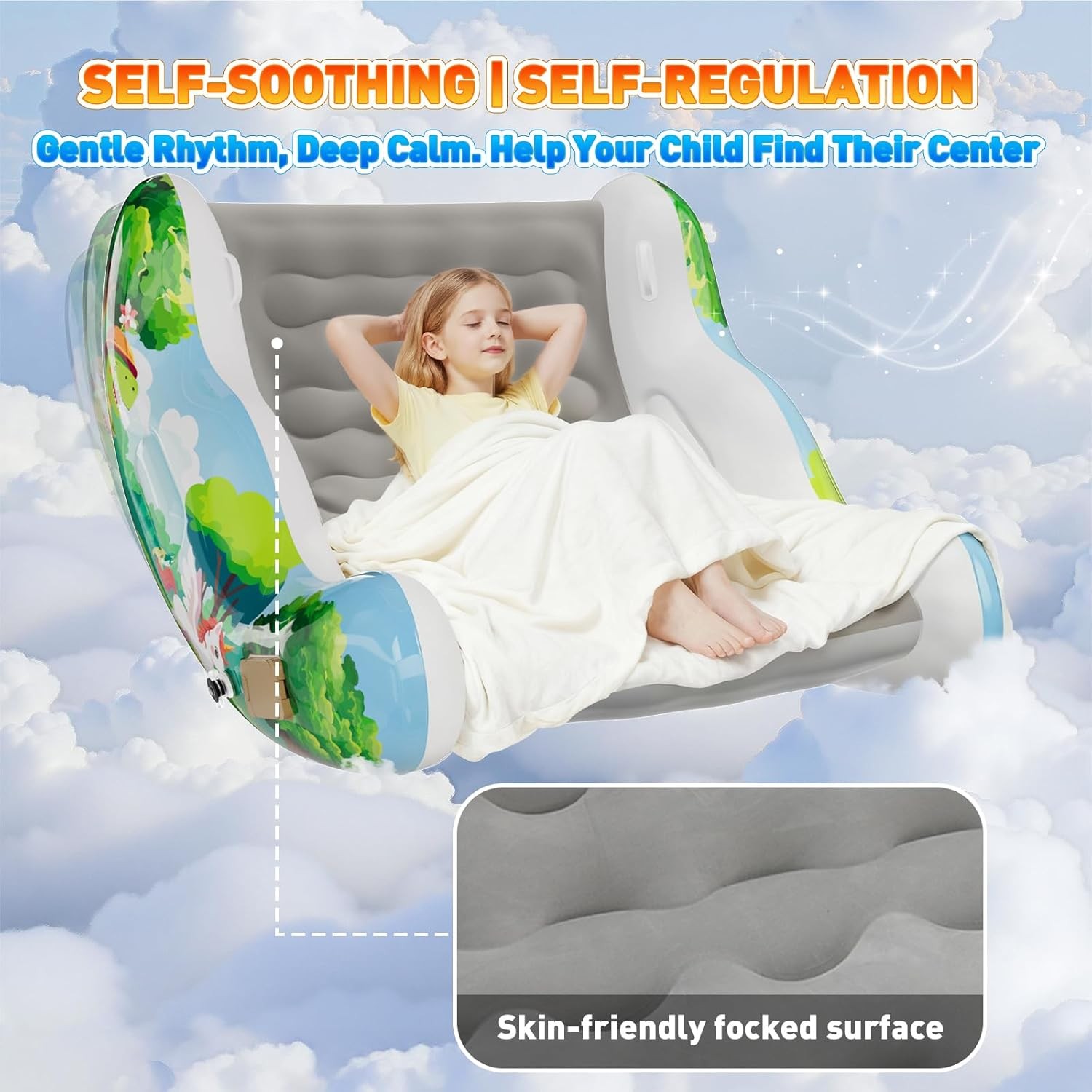 Sensory Chair for Kids, Inflatable Rocking Chair,Air Cloud Rocker for Toddler