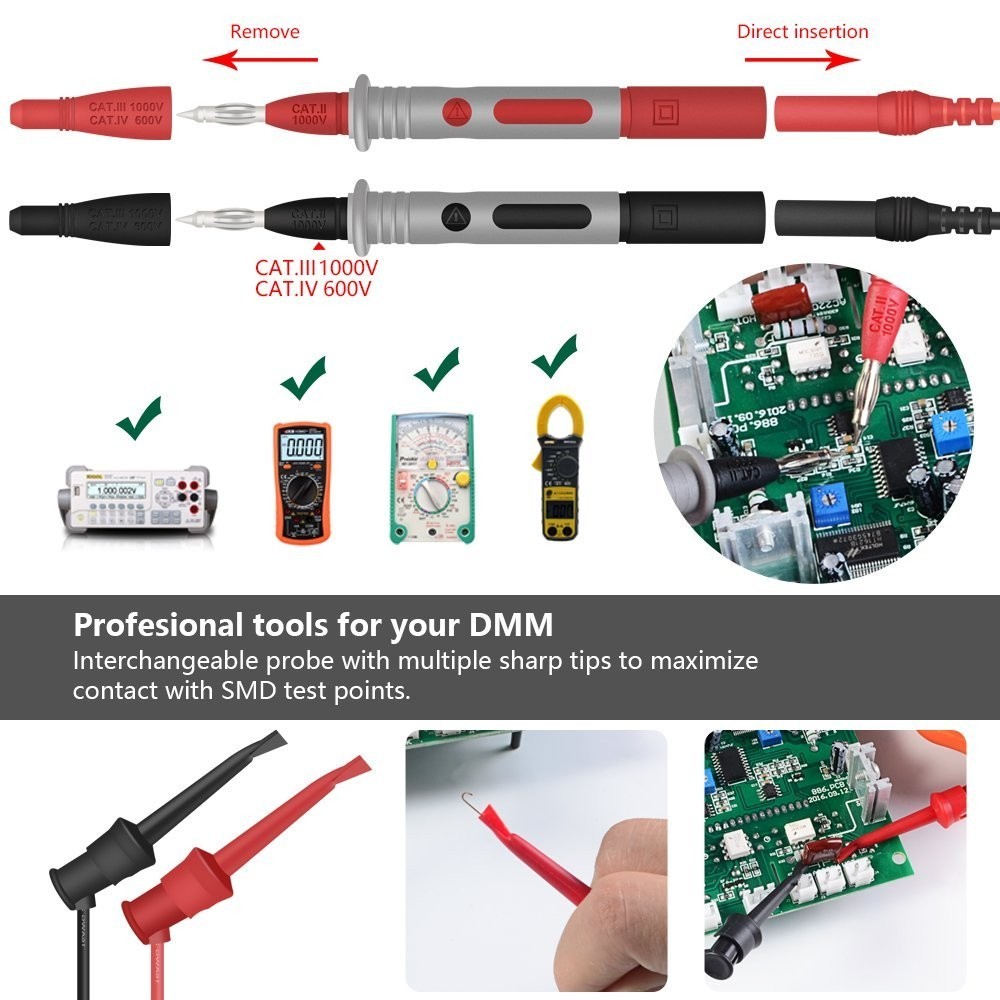 Safety Multimeter Probe Set with Alligator Clips