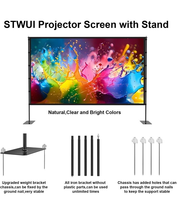 Outdoor-Projector-Screen-with-Stand - 120 inch Portable Projector Screen