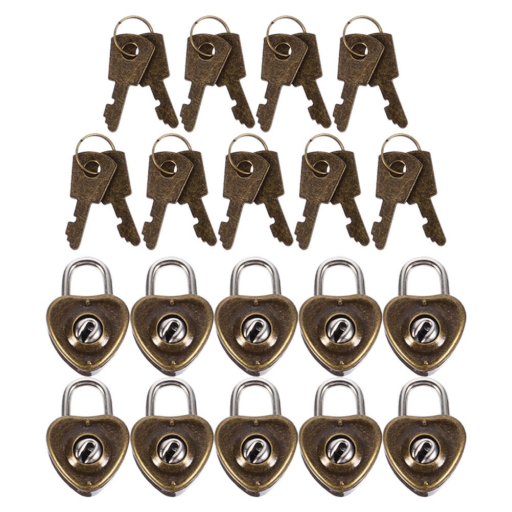 10pcs Practical Heart Shape Padlock Mini Cabinet Lock Drawer Lock for Luggage