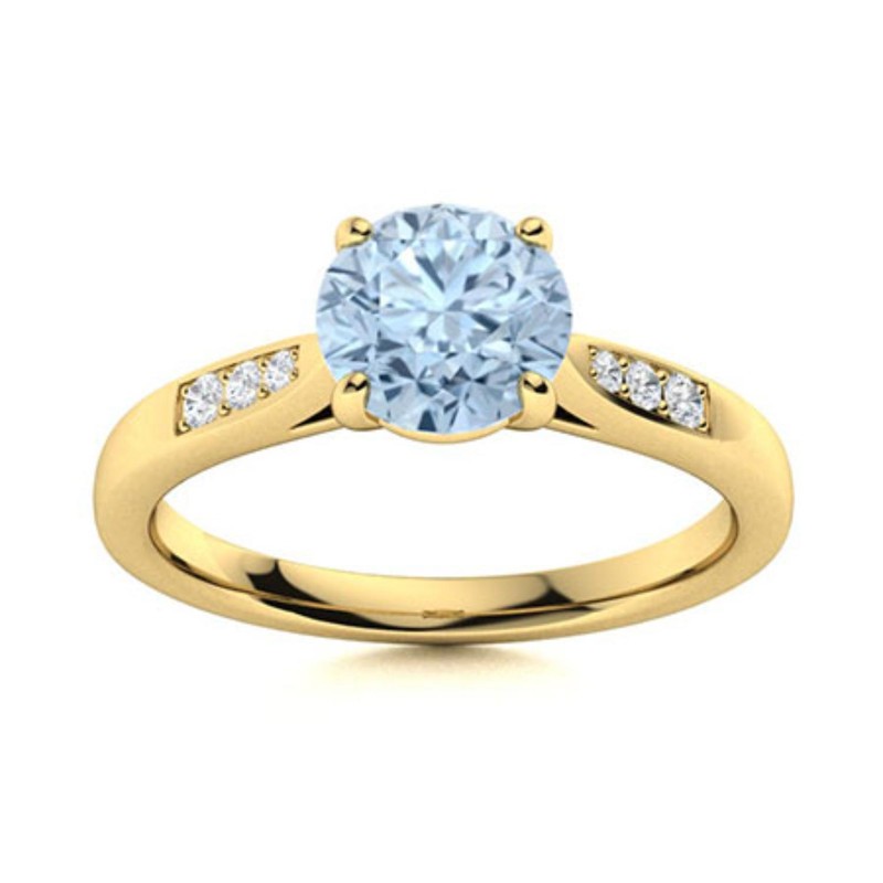 Sterling Silver Aquamarine Stone Prong Solitaire Art Deco New Ring Jewelry