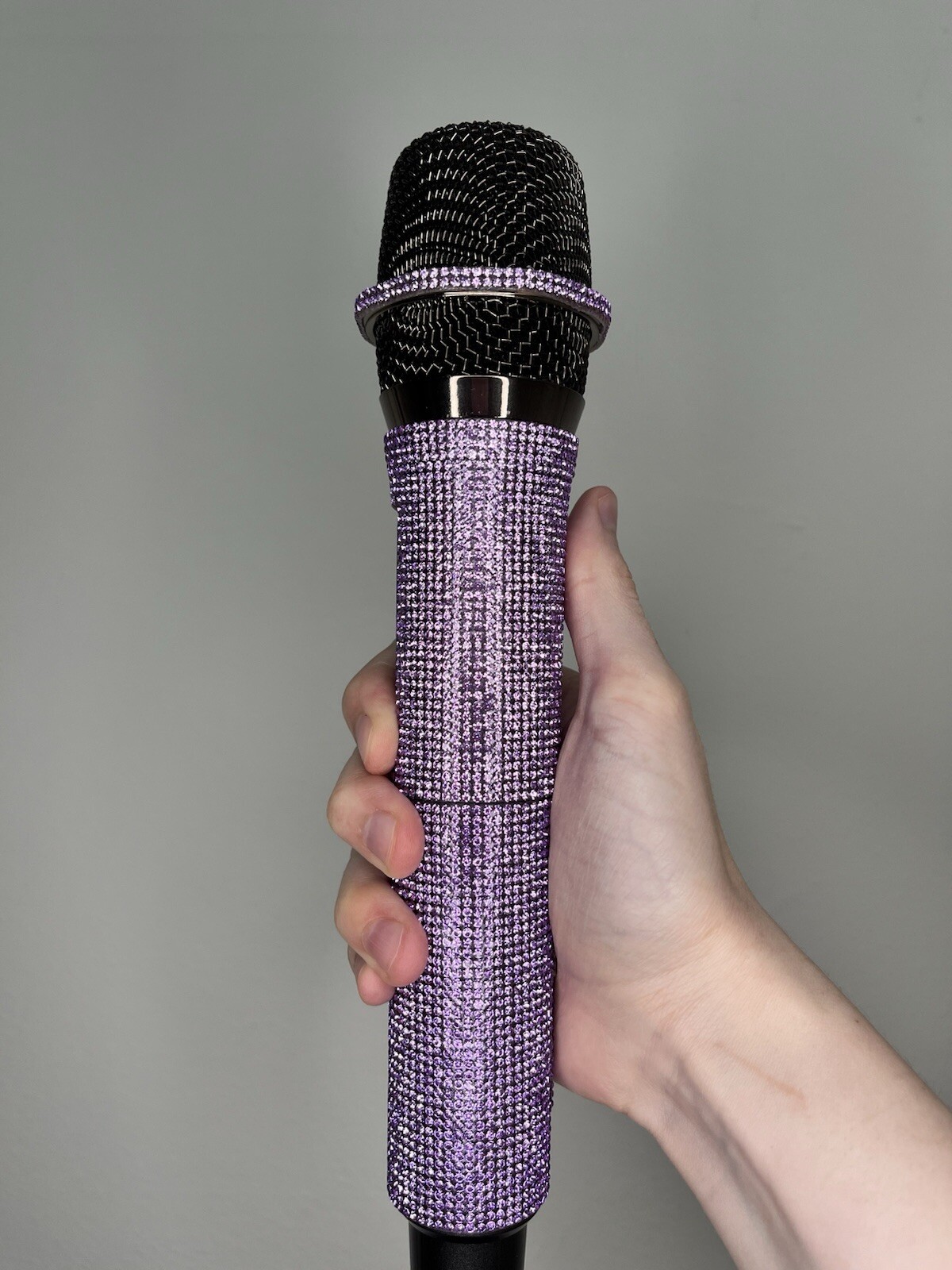 Lavender Rhinestone Wireless Karaoke Microphone + Receiver System - Rechargeable