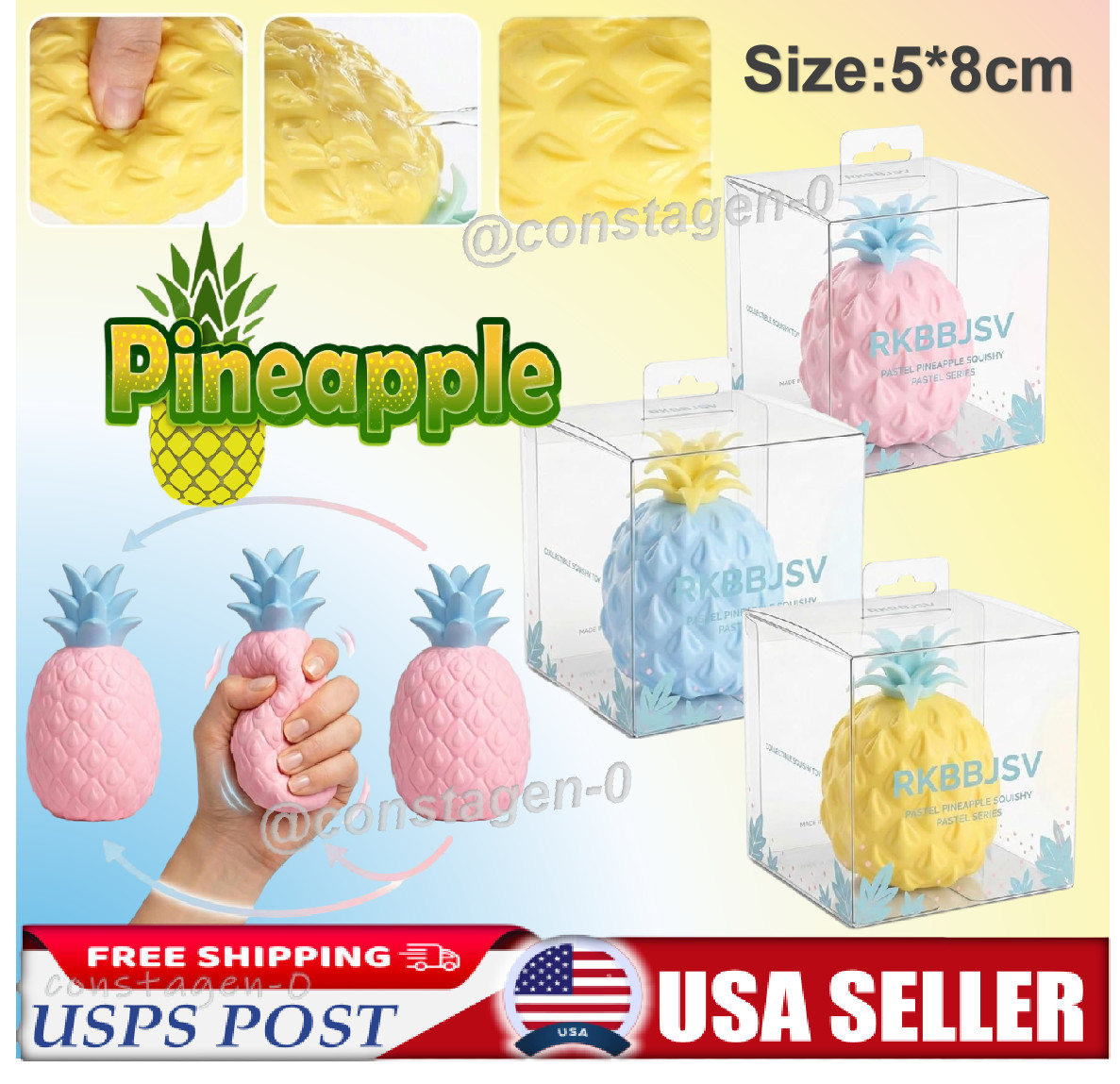 Pineapple Squishy, Pineapple Stress Balls Fidget Toys For Anxiety Relief - Squis