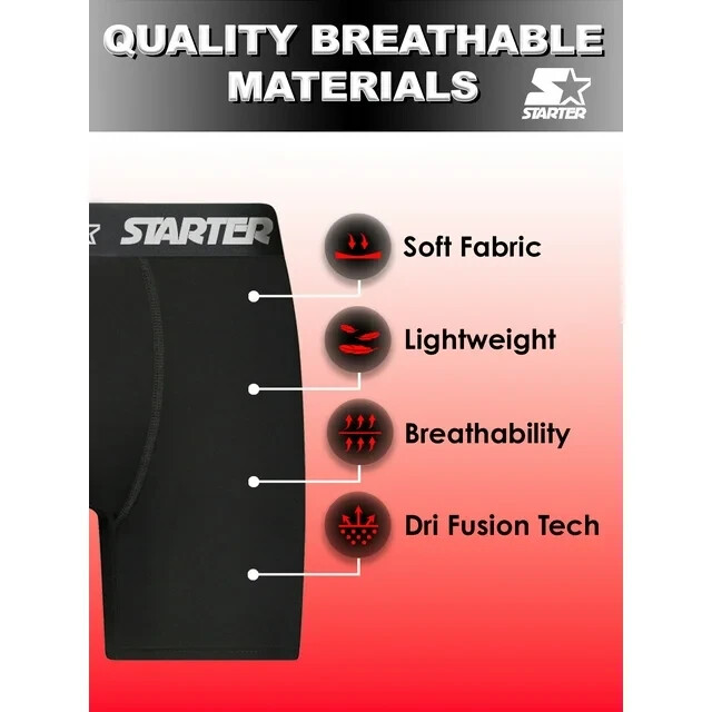 Starter Mens Boxer Briefs Active Performance Breathable Underwear 3 or 6-Pack