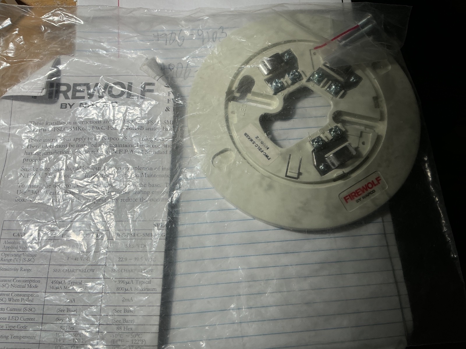 FIREWOLF Detector Base for use with Napco FWC-FSLC-SMK-USED