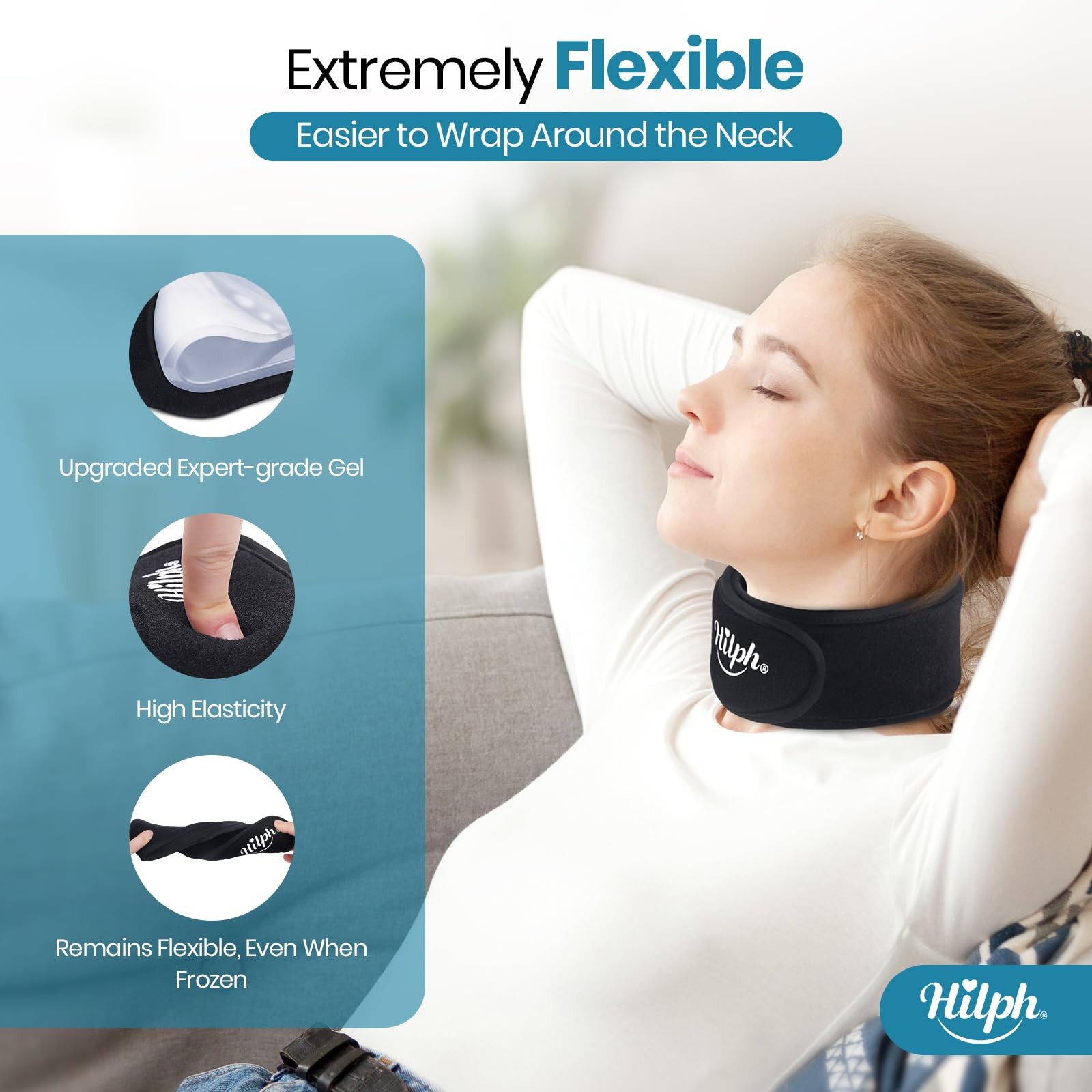 Hilph Neck Ice Pack Wrap for Tonsillectomy Full Coverage, Black