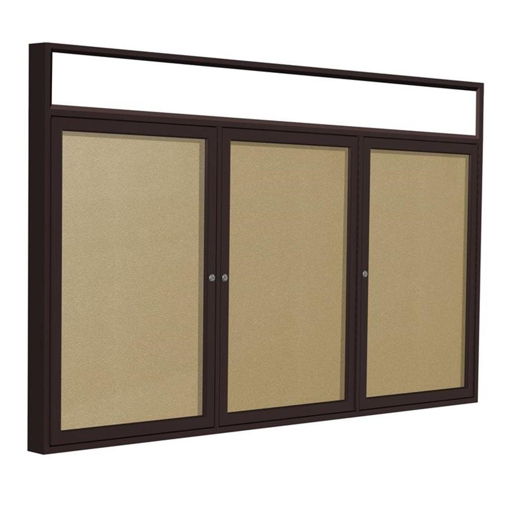 Ghent's Vinyl 36" x 72" 3 Door Enclosed Bulletin Board in Caramel