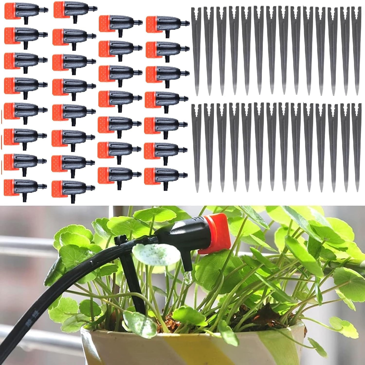 30PCS Garden Irrigation Dripper,Drip Emitters for 1/4" Drip Irrigation Tubing wi