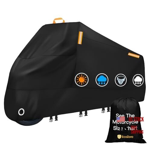 300D Heavy Duty Motorcycle Cover - All Season Waterproof L = 96.5" x 42" x 50"