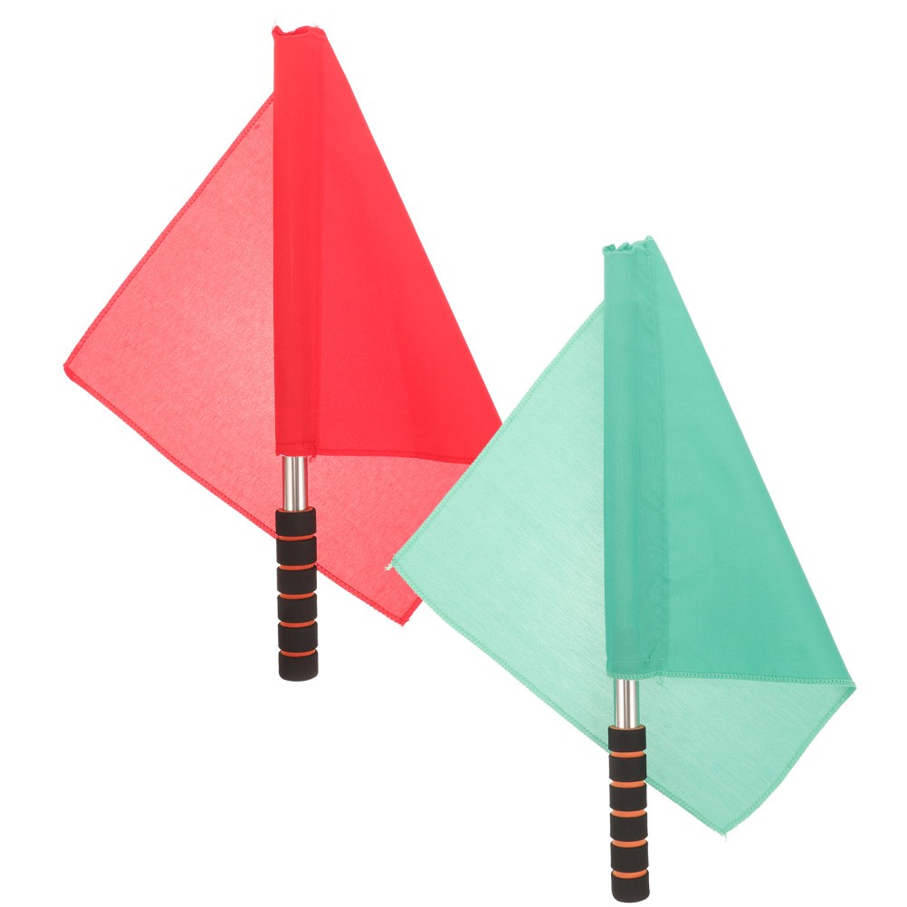 2 Pcs Assorted Color Referee Flags for Soccer Football Competition Signal Flags