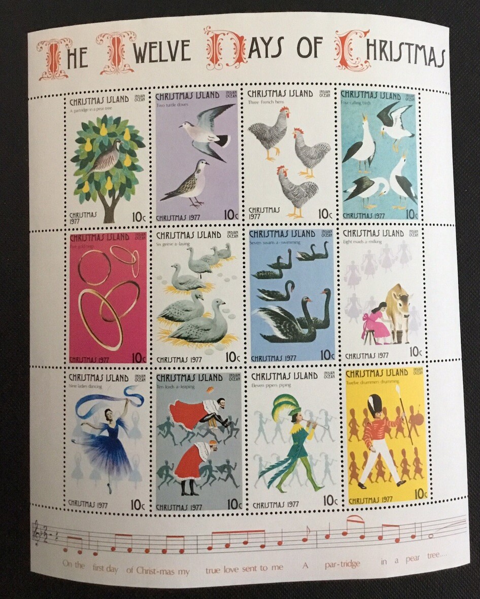 GIFT FOR KIDS ONE CHRISTMAS ISLAND 1977 CHRISTMAS ISSUE MNH SOUVENIR SHEET VF