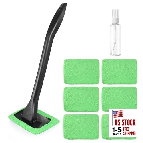Windshield Cleaner Tool Car Window Cleaner with 6 Reusable and Washable green