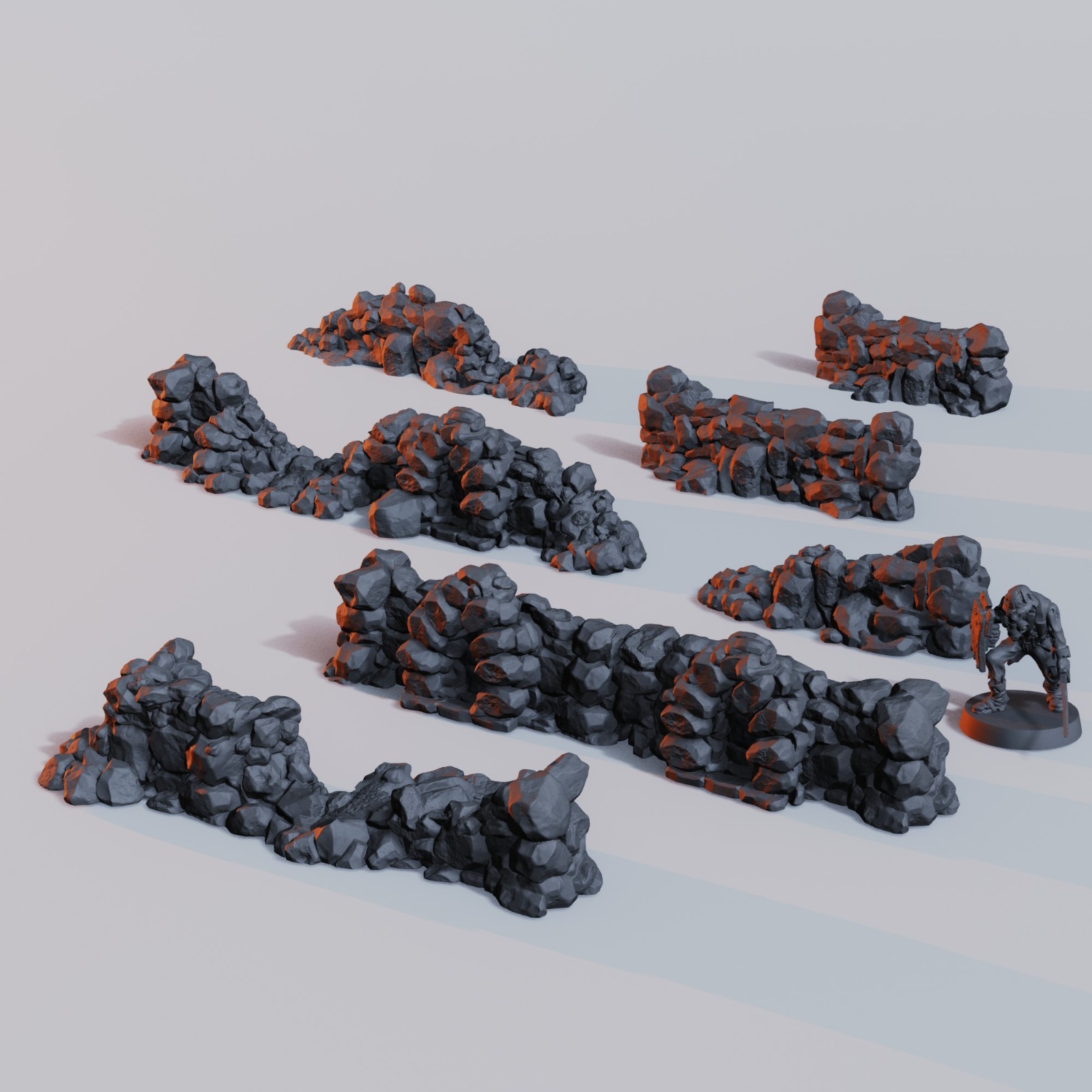 Stone Walls Set Scatter | Wargame Terrain | 7 Piece Set | FDM printed