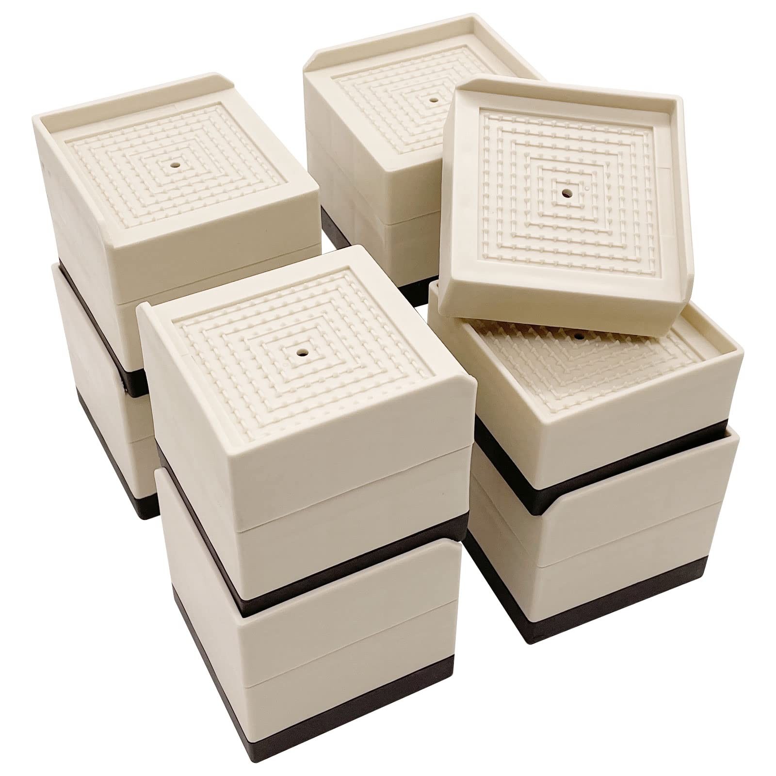 8 PCS Bed Risers 3 Inch Heavy Duty Furniture Desk Raise Blocks Support Beige