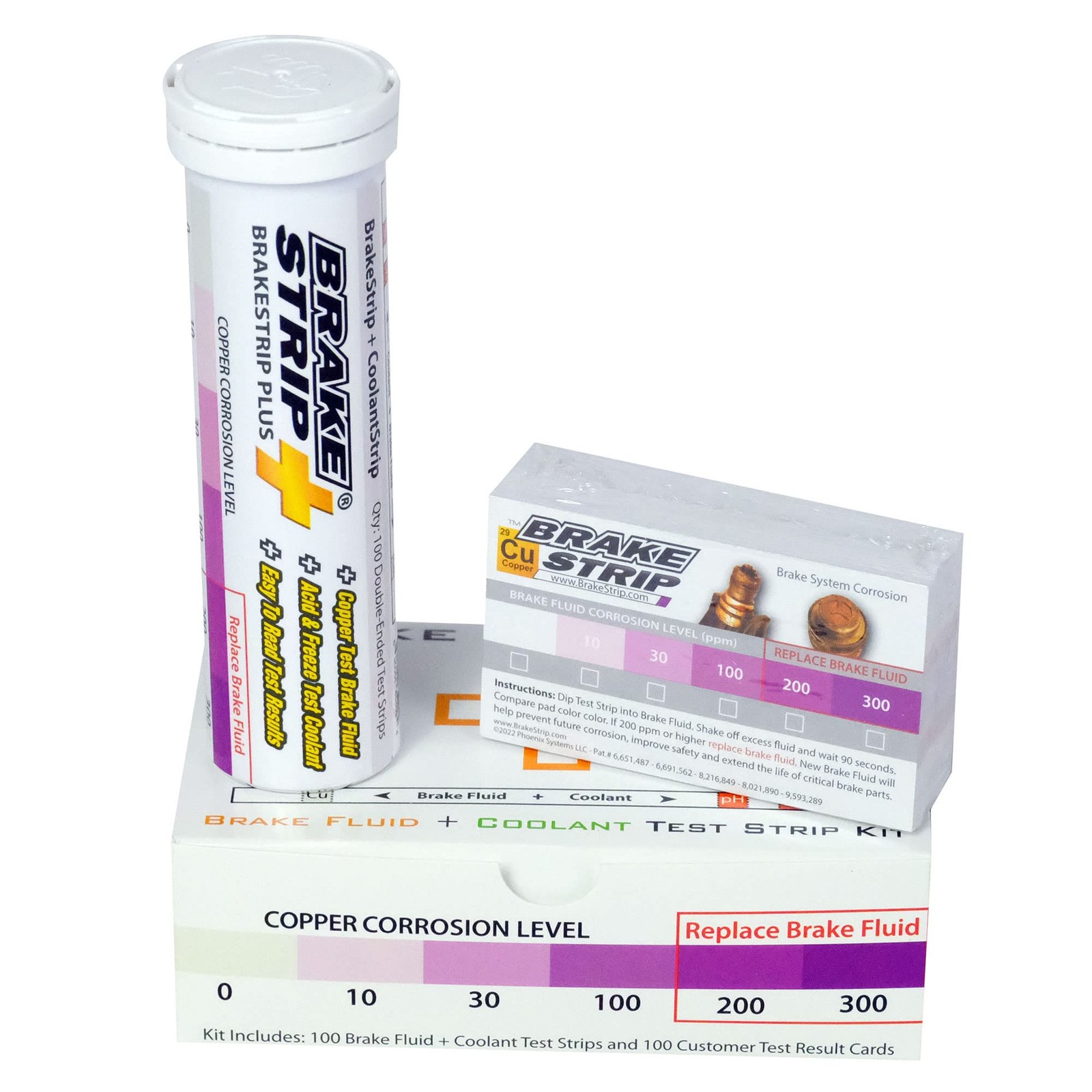 Brake Fluid and Coolant Test Strips with Rating Scale  Service Center Kit