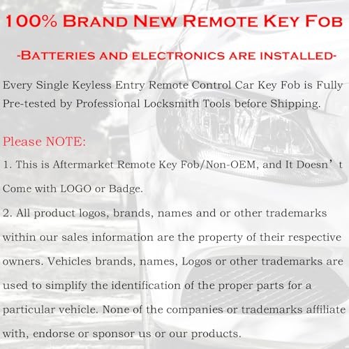 Keyless Entry Remote Control Key Fob Replacement Fits Chevy Four Button