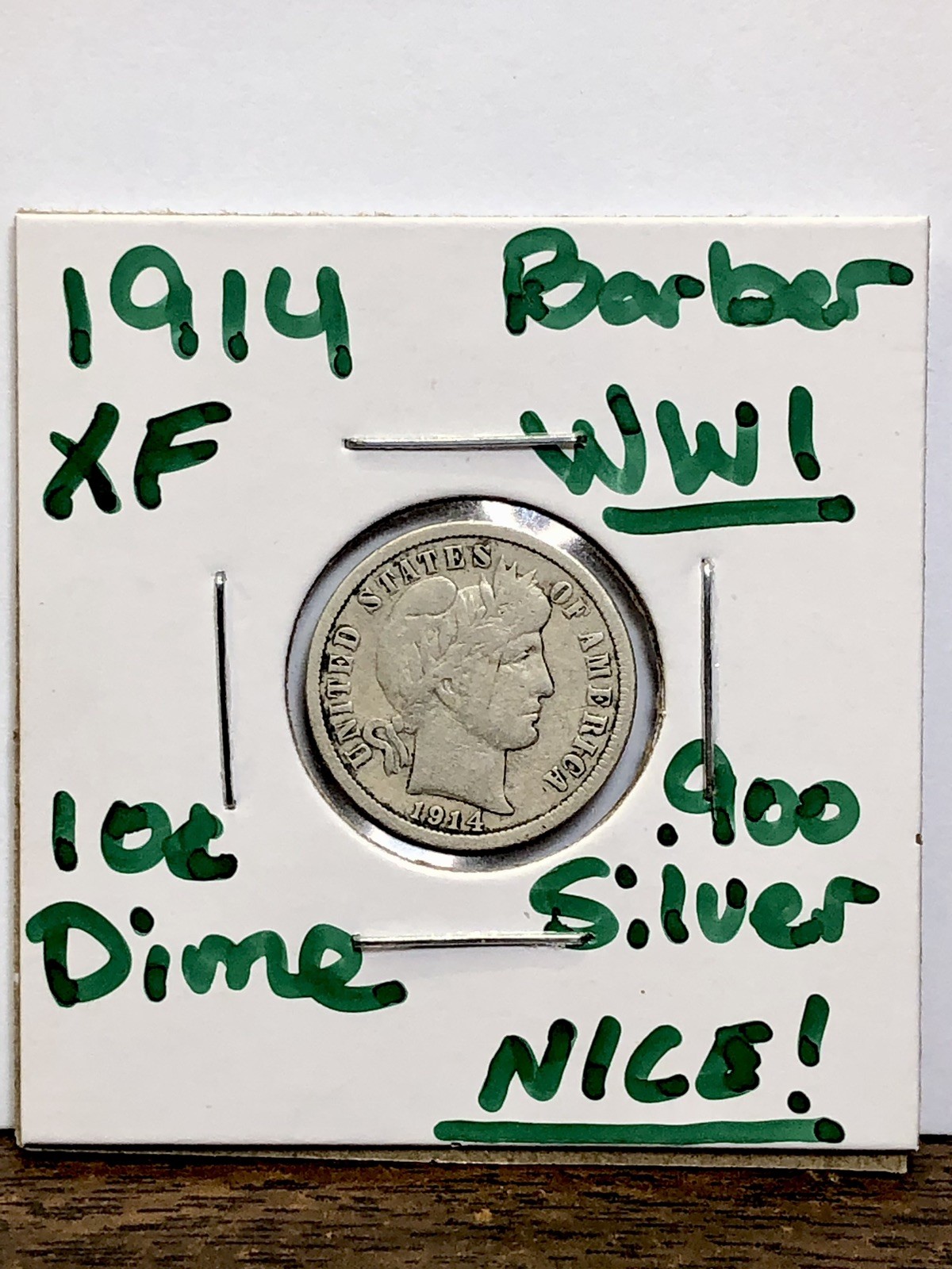 1914 Barber Dime - .900 Silver - WWI - NICE XF